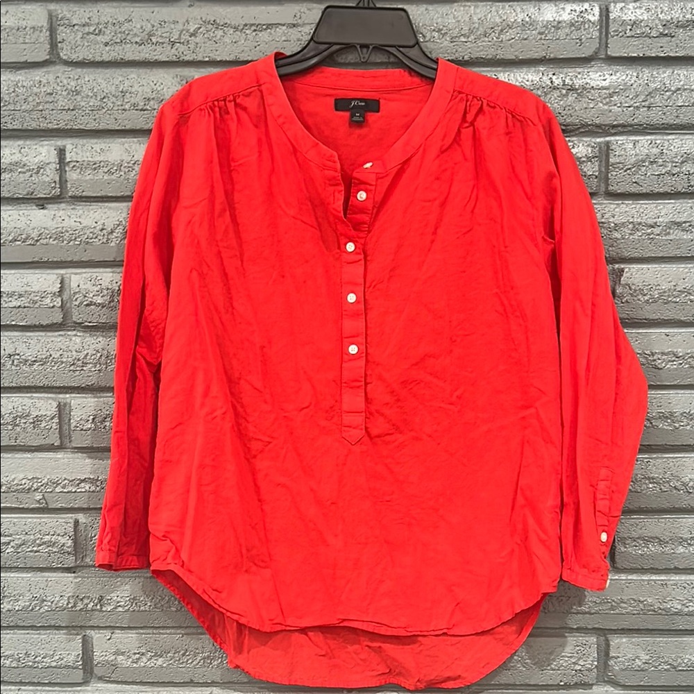 J. Crew Women's Red Button-Up Top